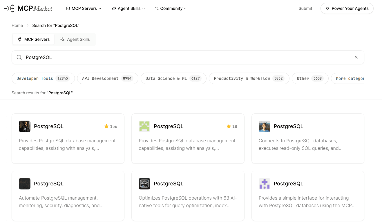 Fig: The MCP Market search page