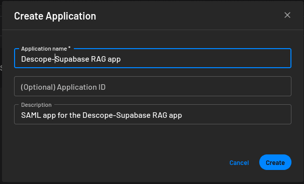 Providing SAML application details