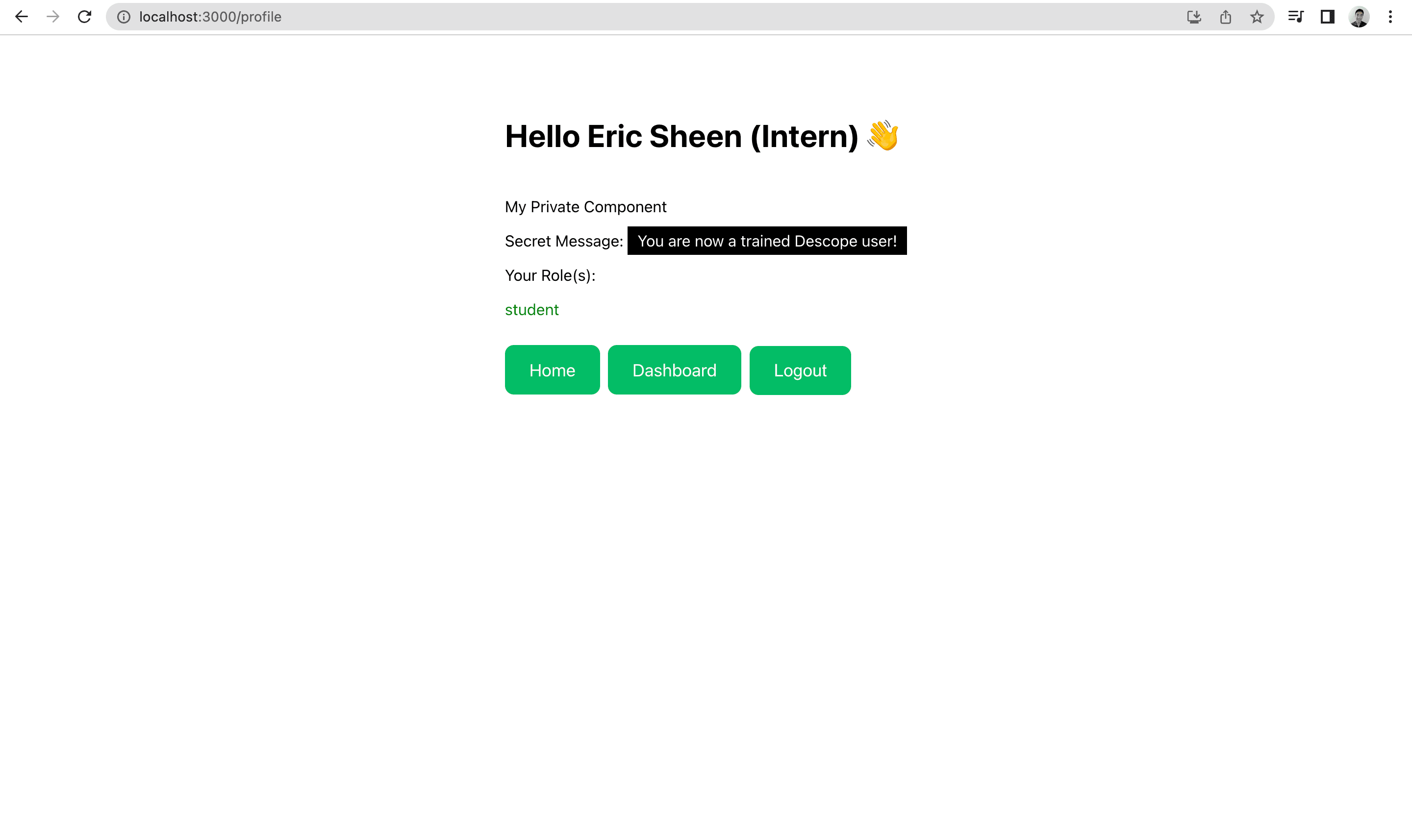 flask-react profile page