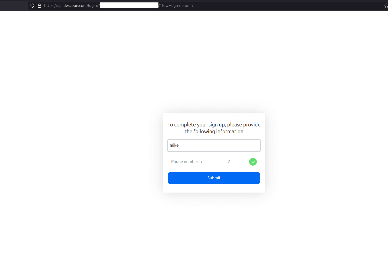 Fig: Complete sign-up process screen