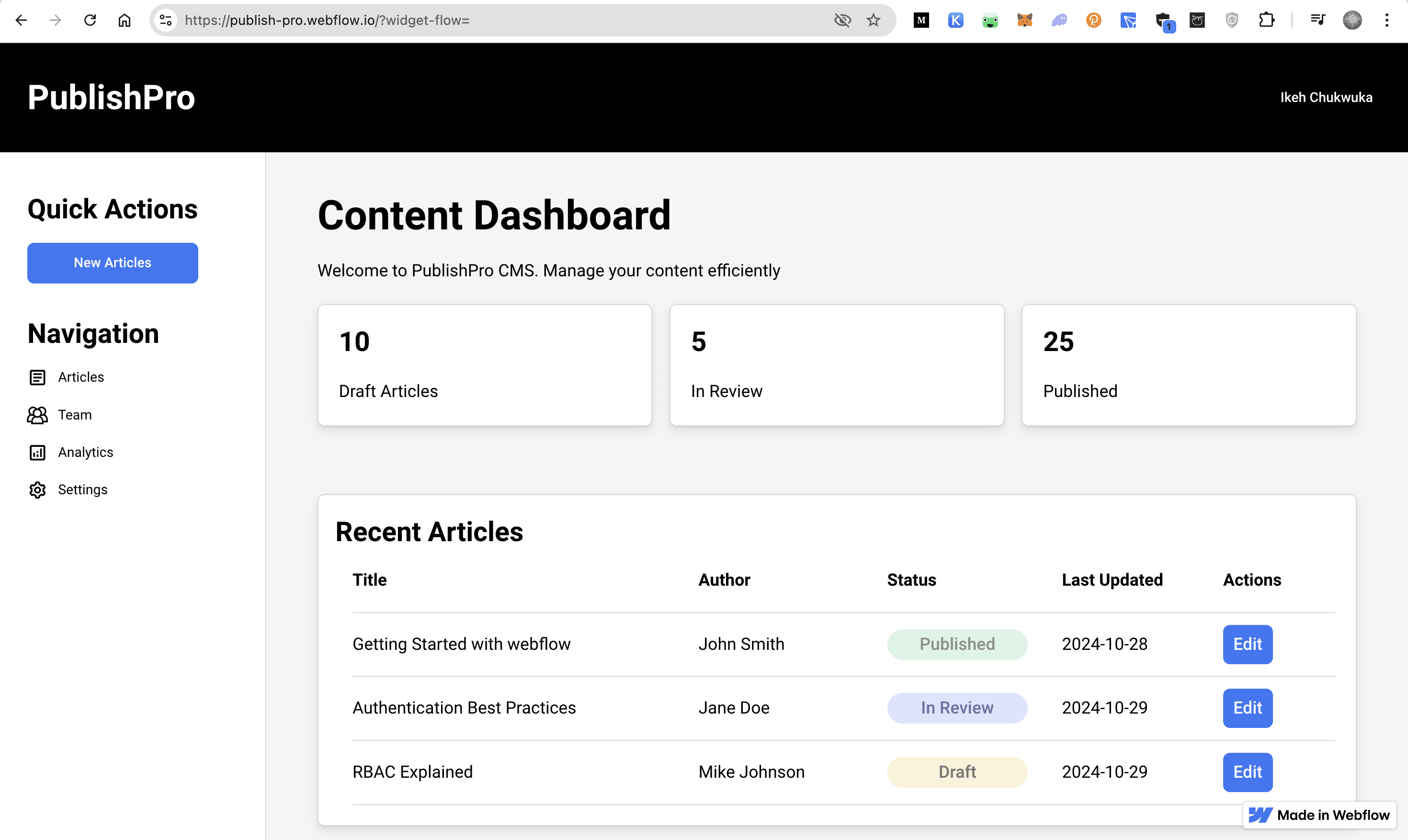 Dashboard with RBAC