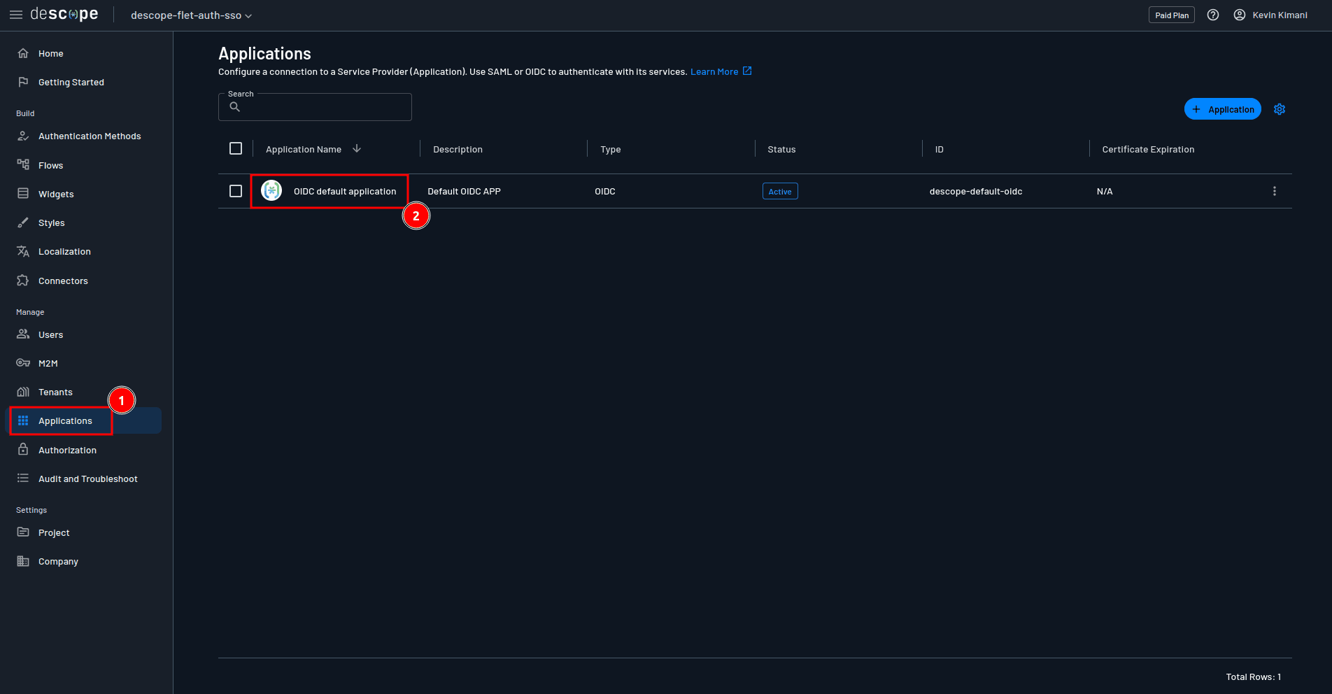 Fig: Access the default Descope OIDC app