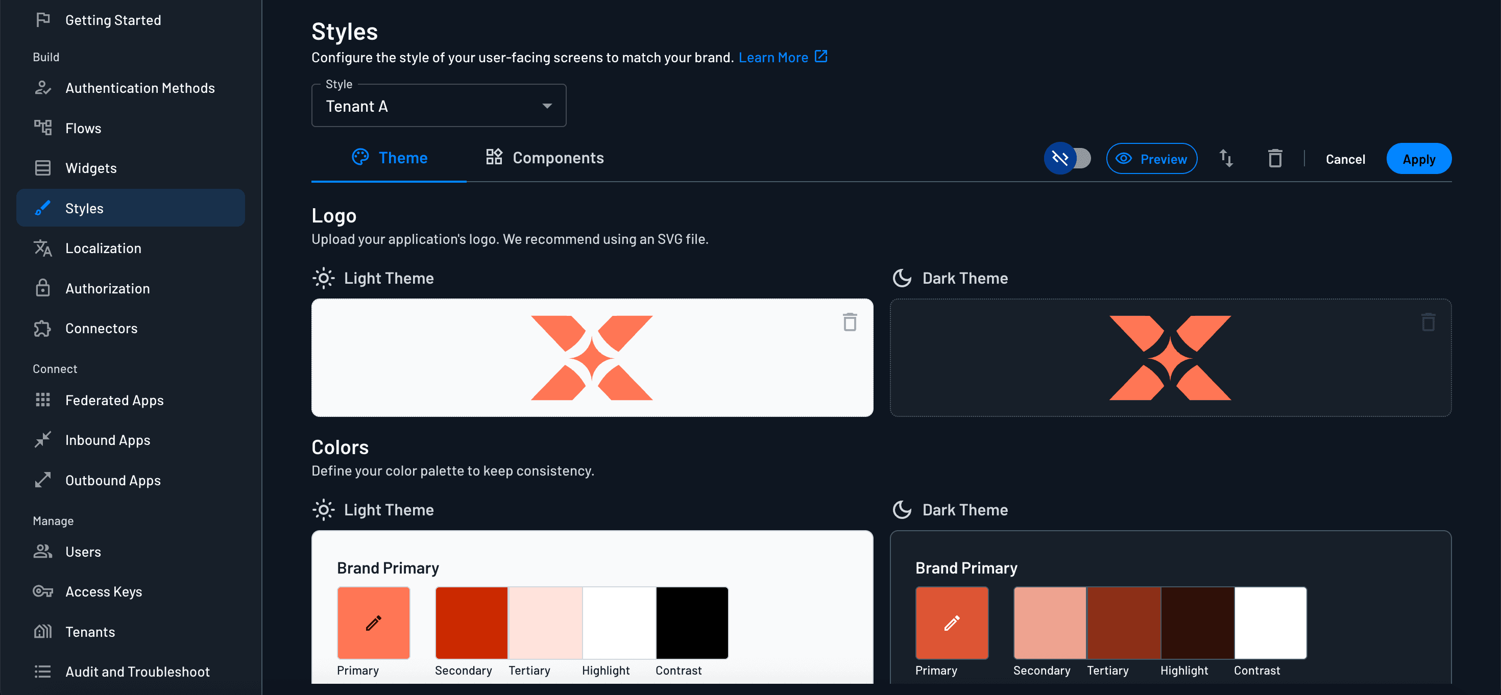 Fig: The Descope Styles interface
