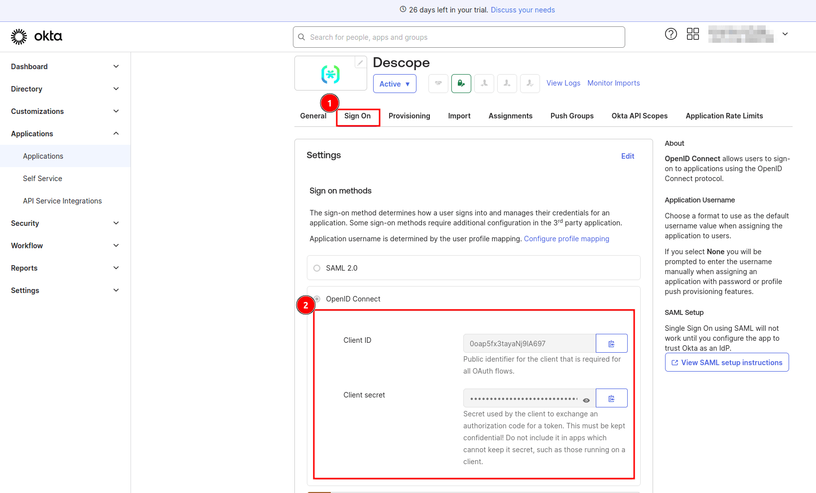 Fig: Obtaining client ID and secret