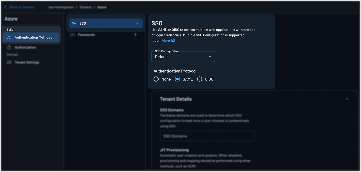 Fig: Setting up single sign-on
