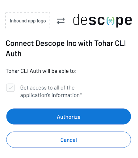 Fig: The Inbound App authorization page after signing in
