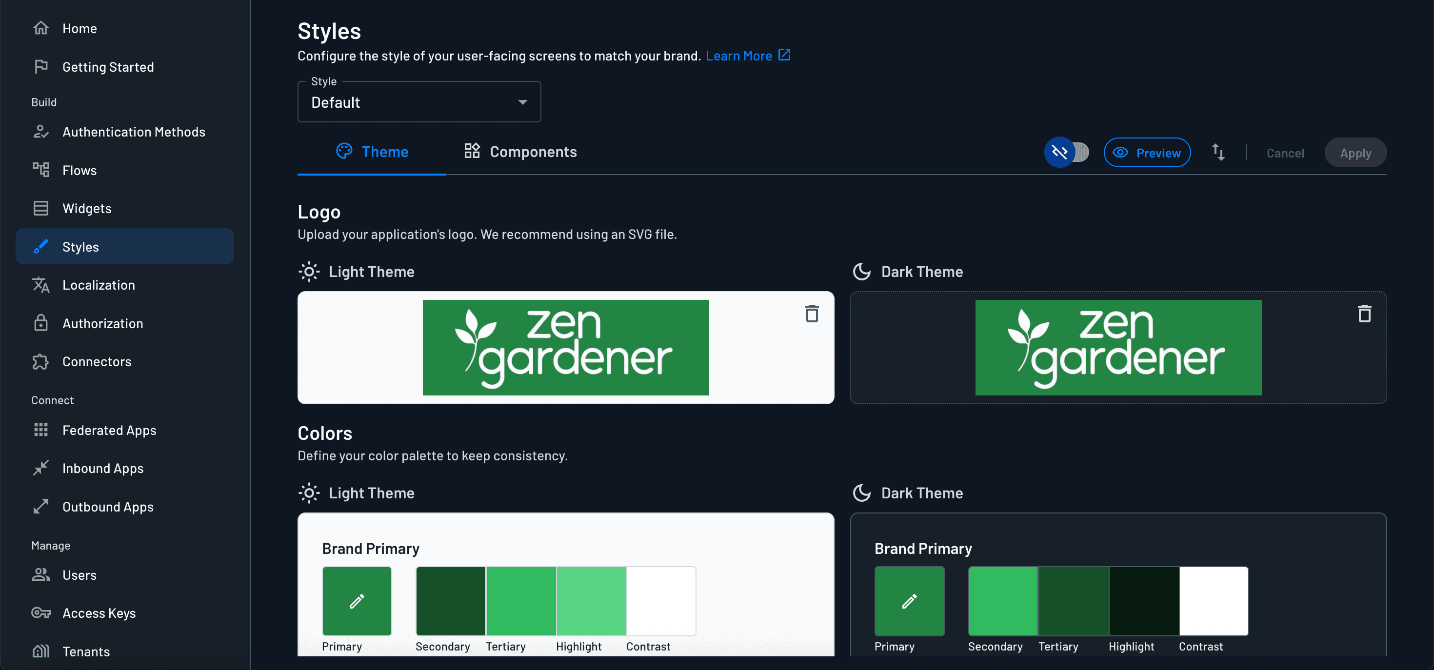 Fig: The Descope Styles page