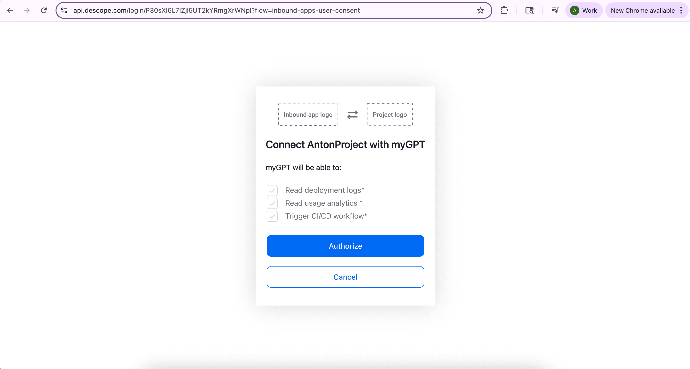 Fig: Inbound app consent flow consent screen