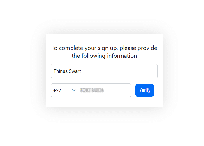 Fig: Username and phone number