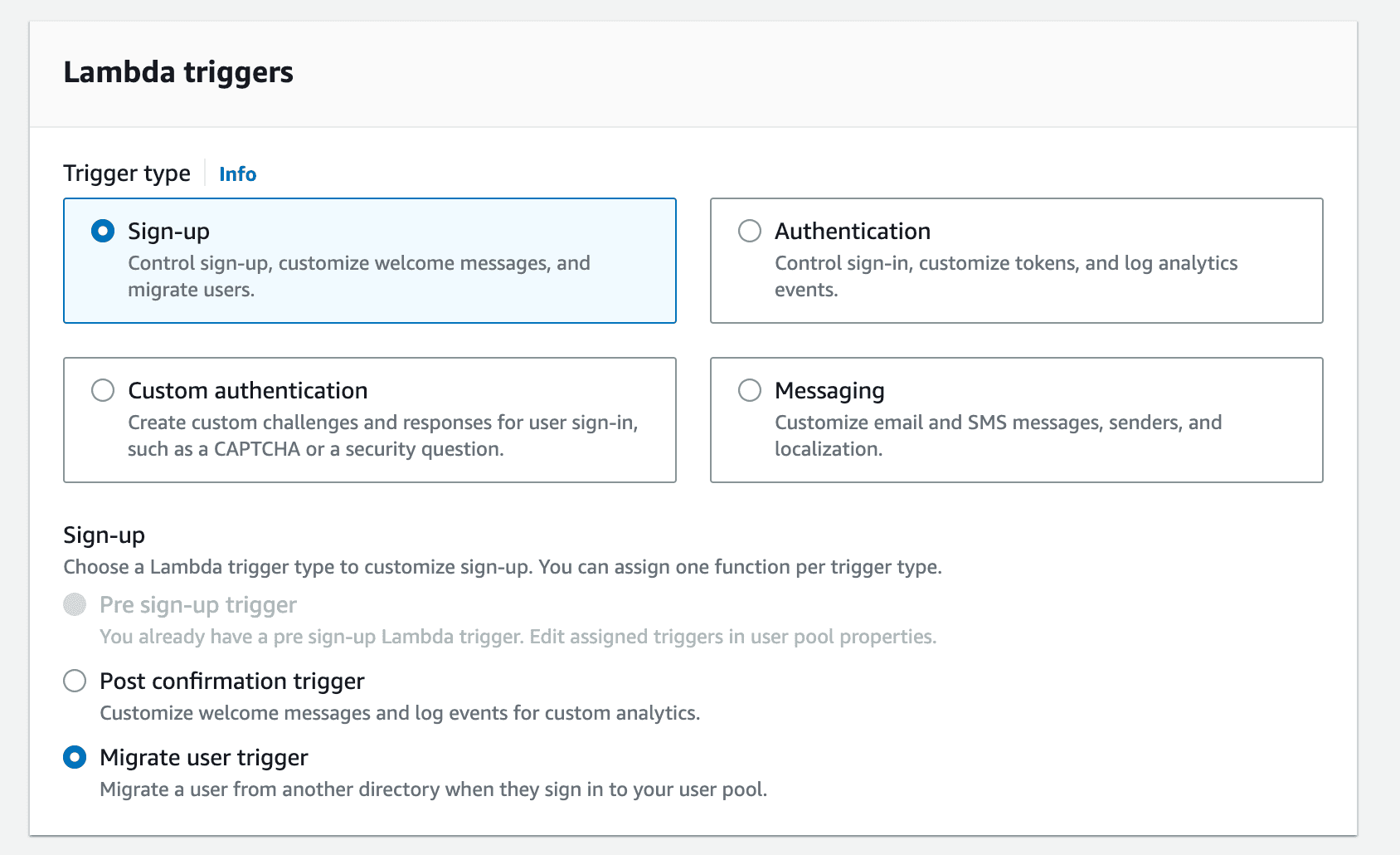 create sign up lamdba trigger