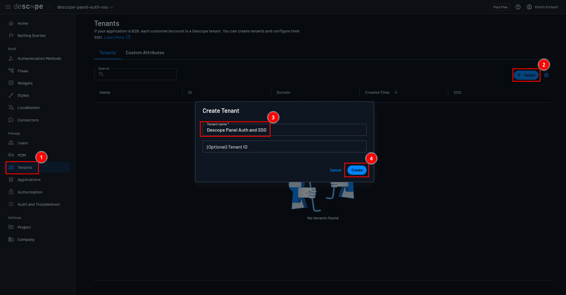 Fig: Creating a new tenant