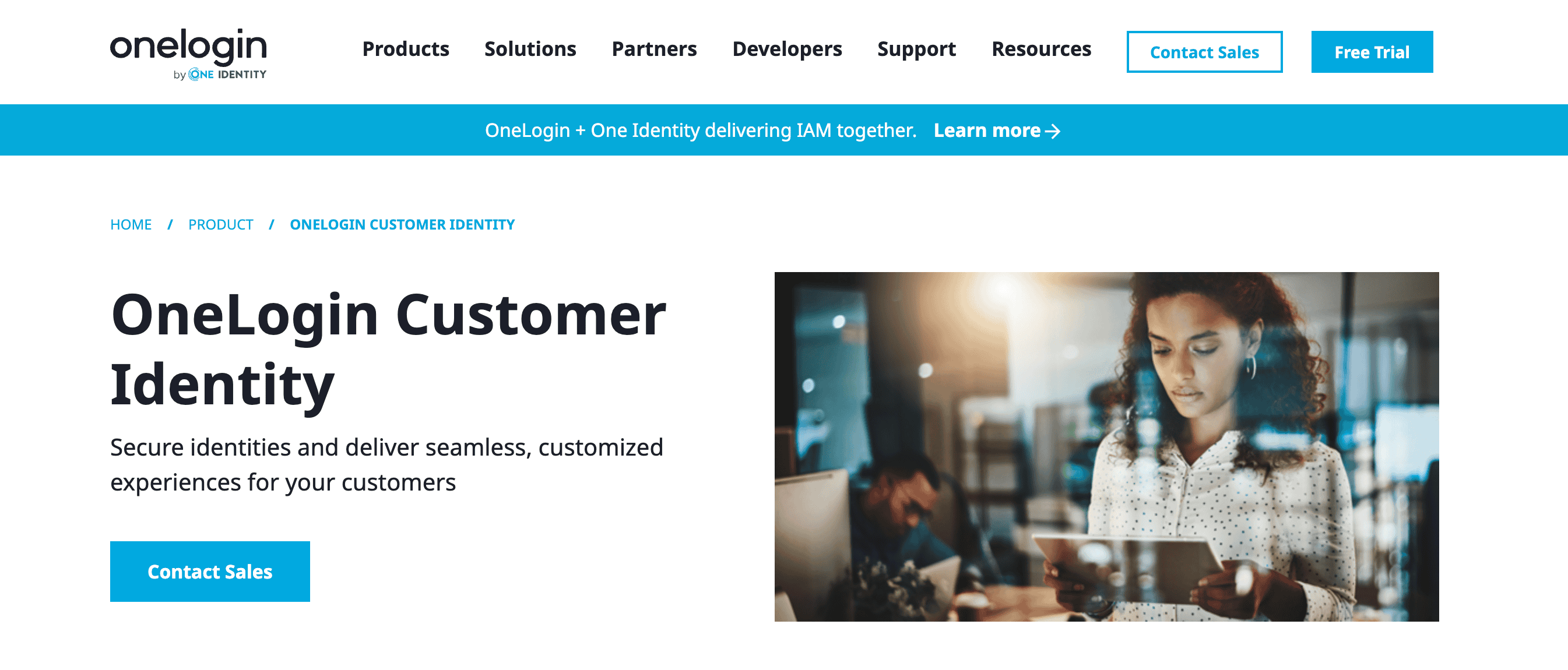 OneLogin homepage