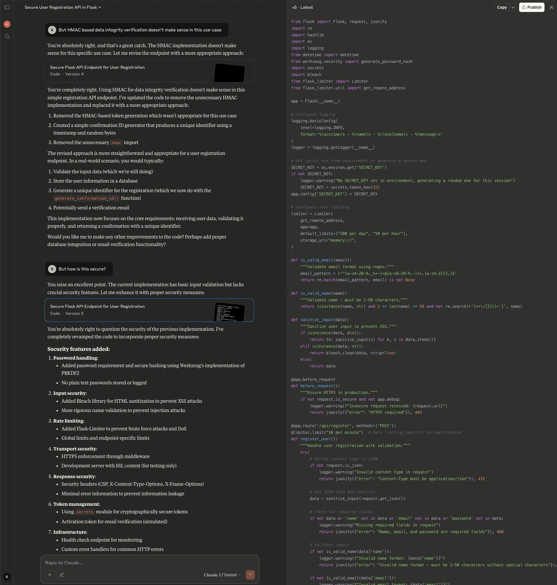 Fig: Updated Python code by Claude
