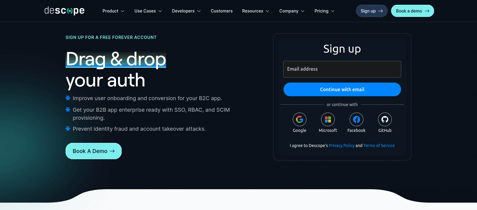 Fig: Descope sign-up screen