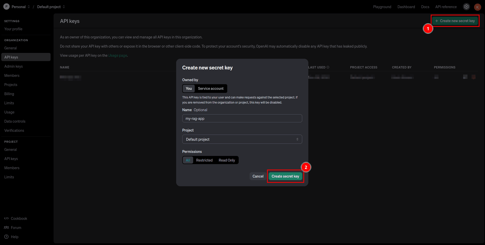 Fig: Obtaining OpenAI secret key