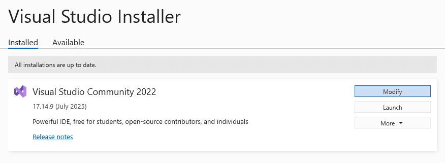 Fig: Modify VS installation