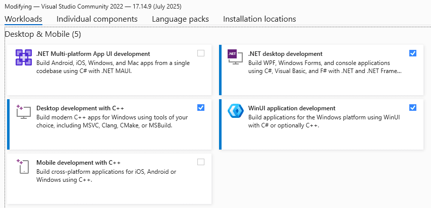 Fig: Selected Desktop & Mobile components