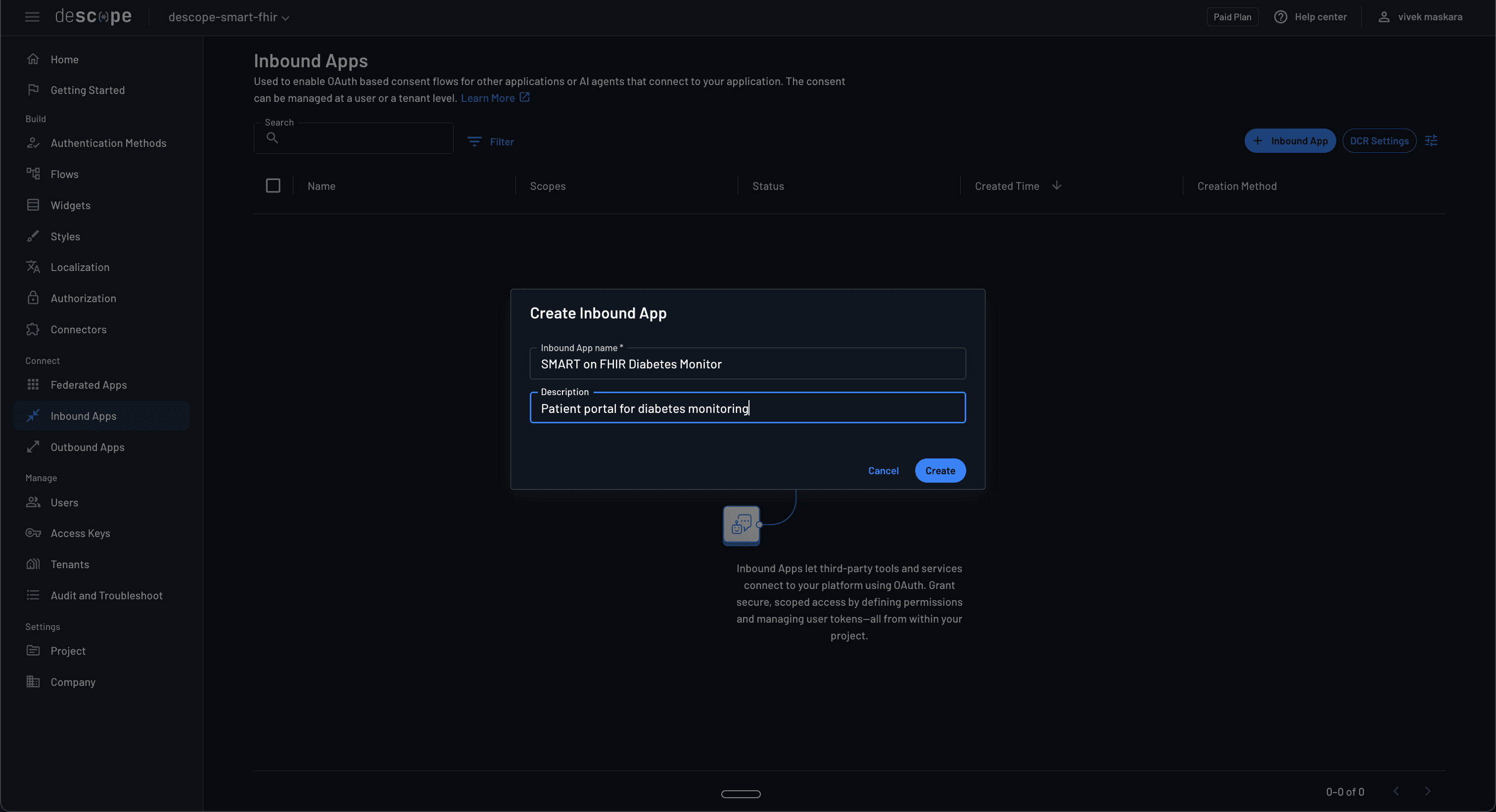 Fig: Creating an Inbound App