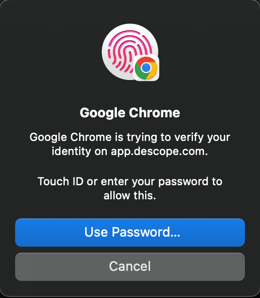 Fig: Creating the passkey with Touch ID