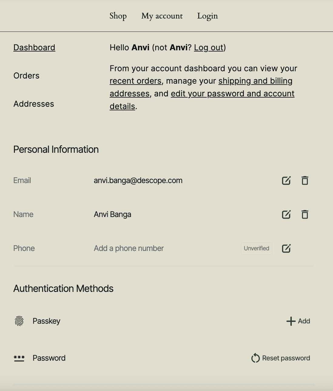 Fig: The embedded user profile widget