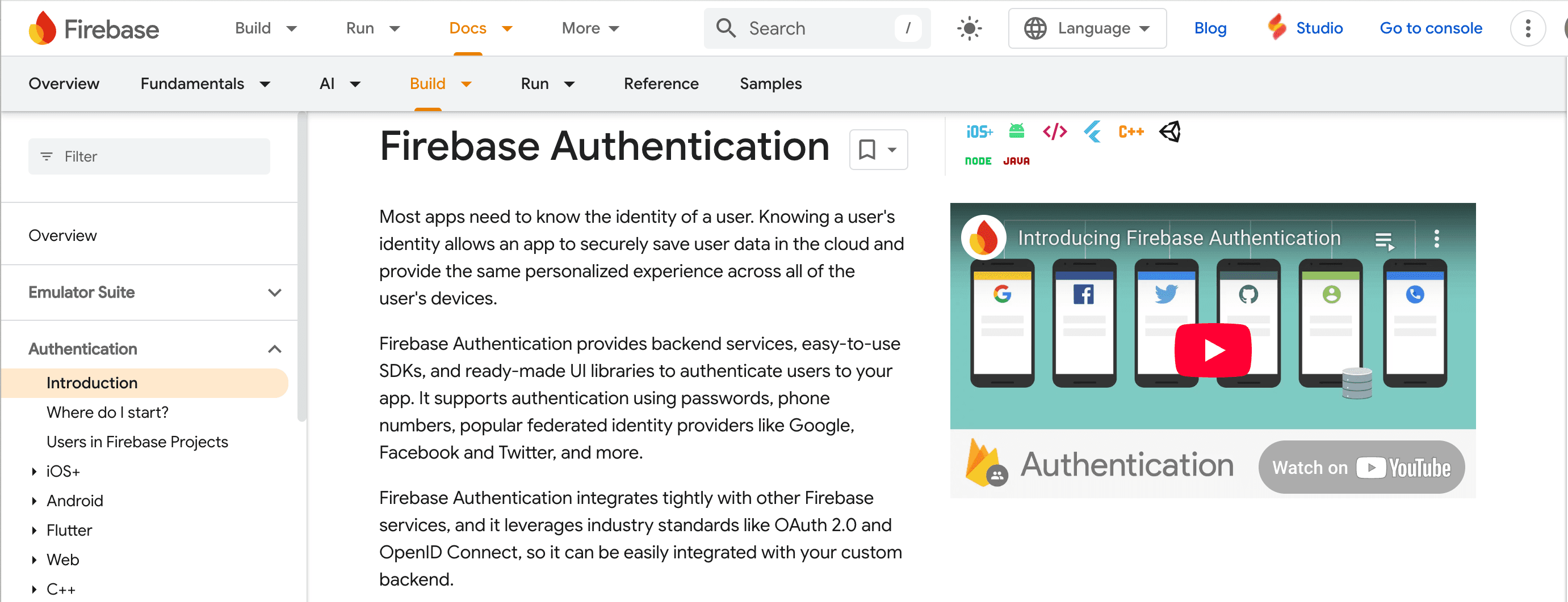 Firebase auth homepage