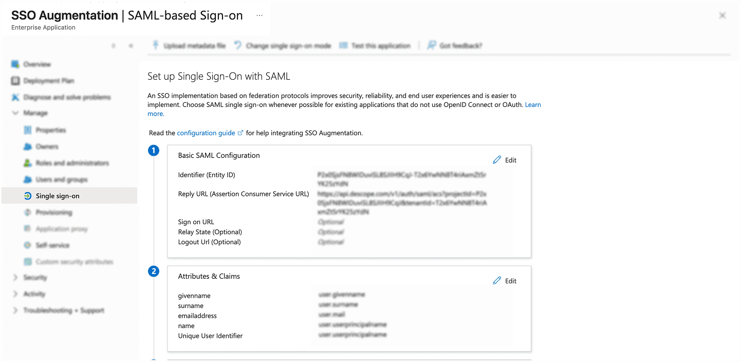 Fig: Setting up single sign-on