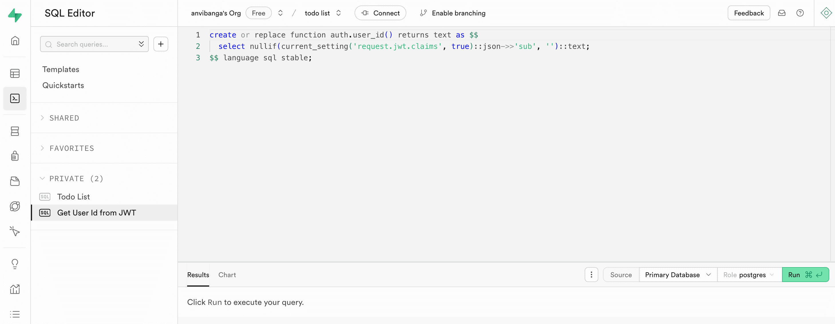 Fig: Supabase SQL editor