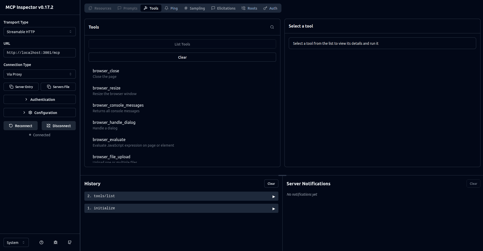 Fig: Connected to MCP server