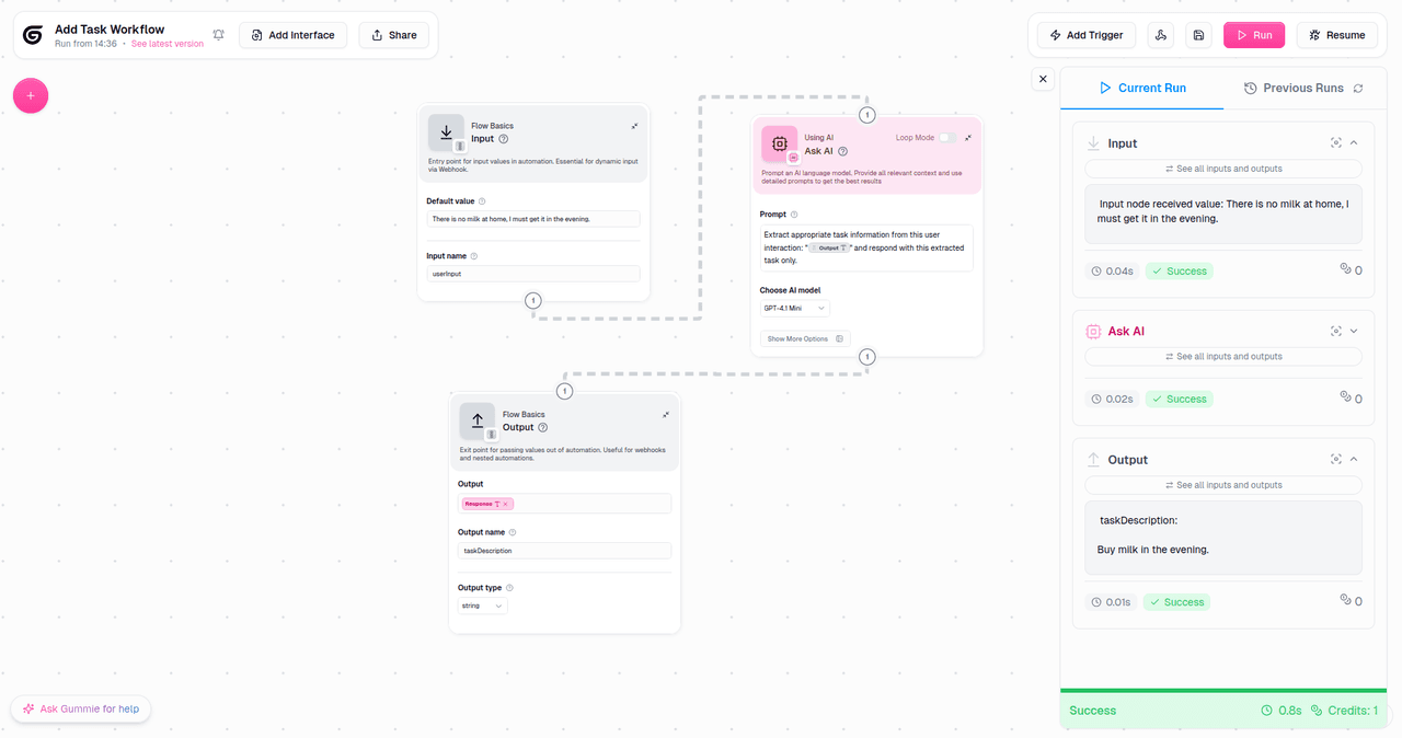 Fig: Add task workflow in Gumloop