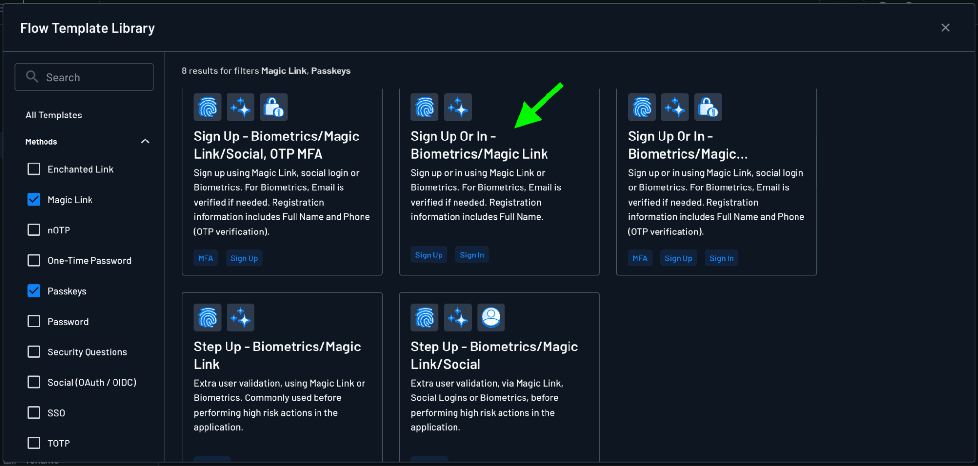 Fig: Selecting the flow template