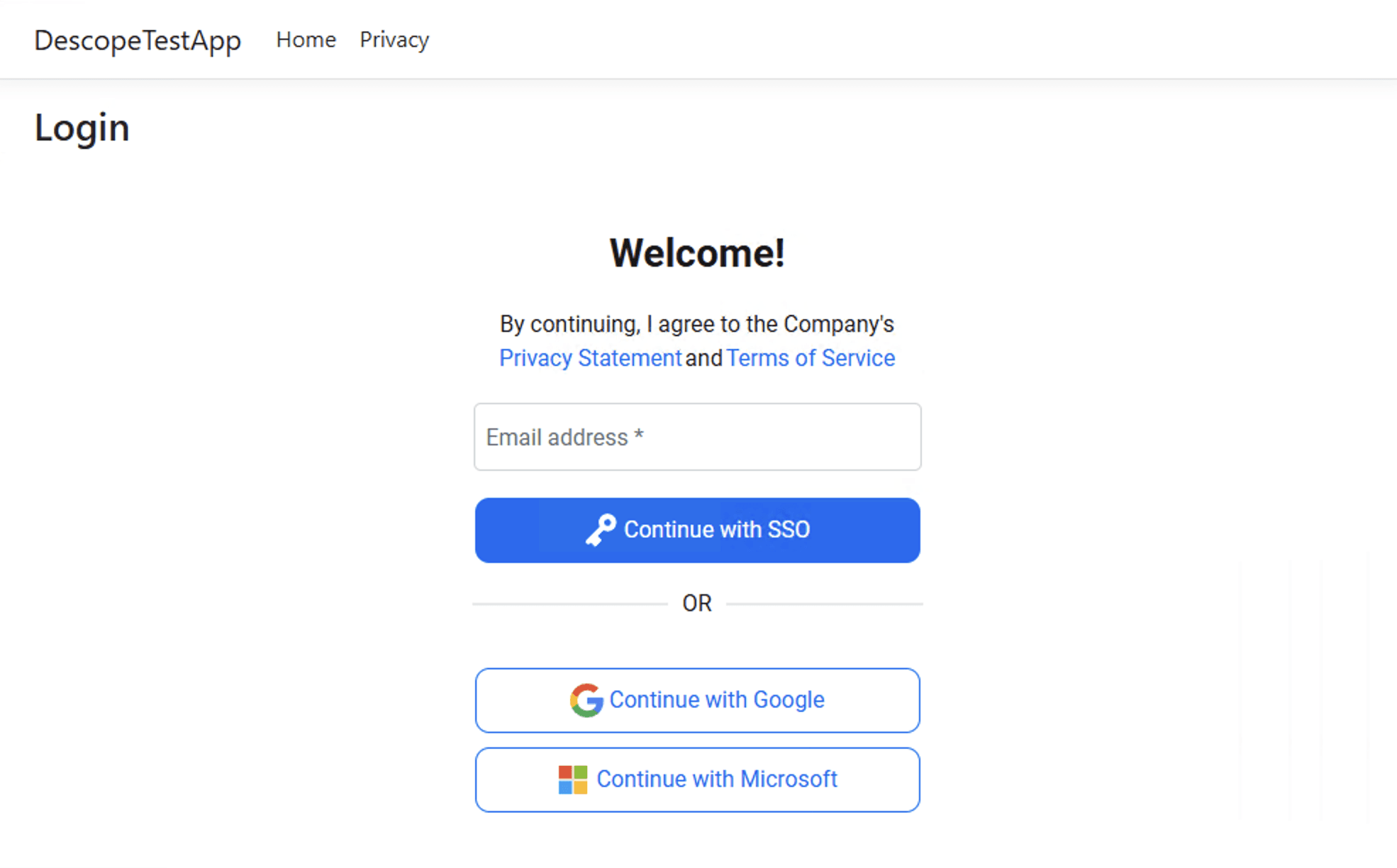 Fig: SSO login page
