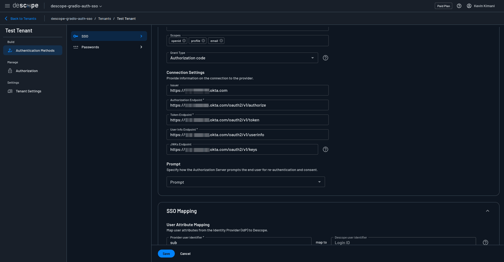 Fig: Connection settings