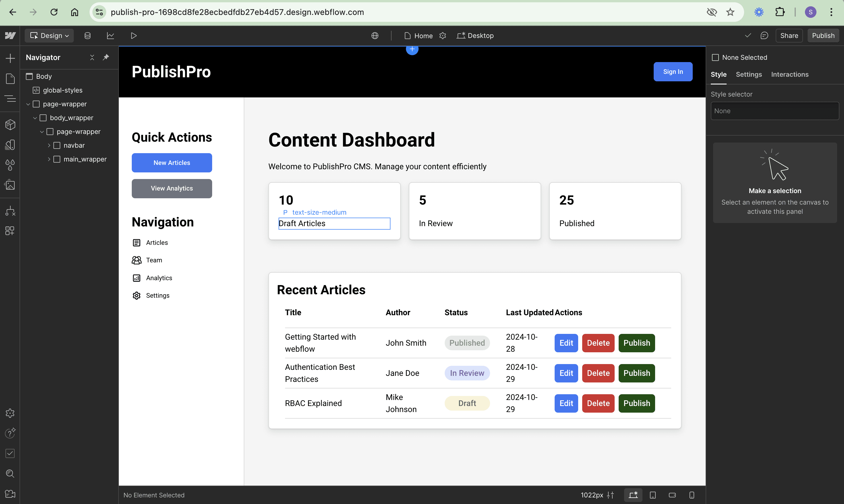 PublishPro CMS starter version