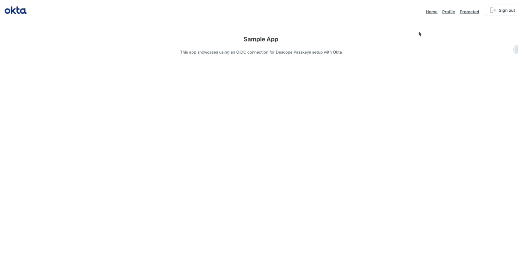 Fig: Viewing the sample app after a successful login