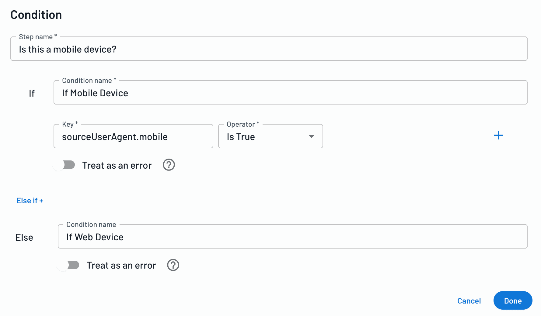 Fig: Flow condition with sourceUserAgent.mobile