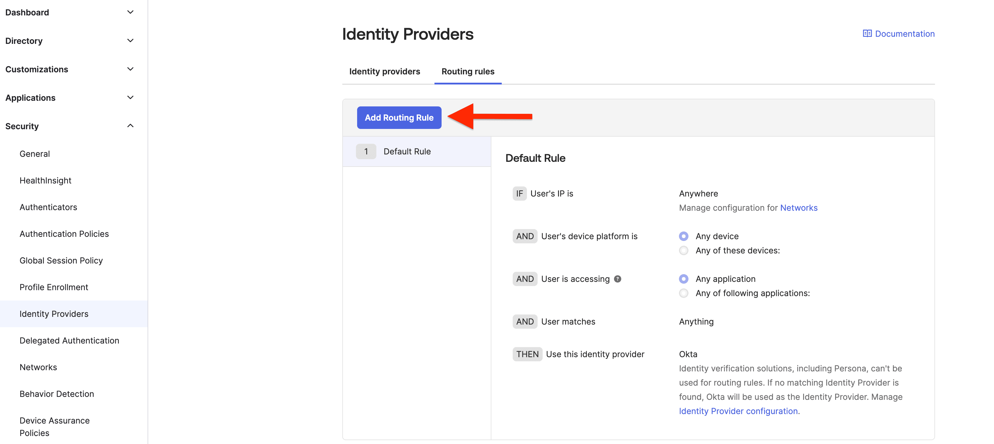 Fig: Creating a new routing rule