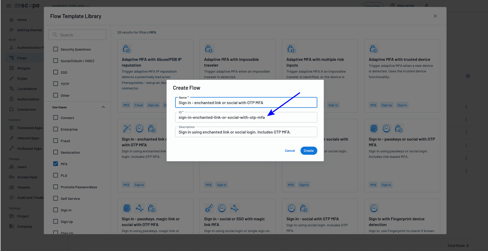 Fig: Accessing a flow's ID