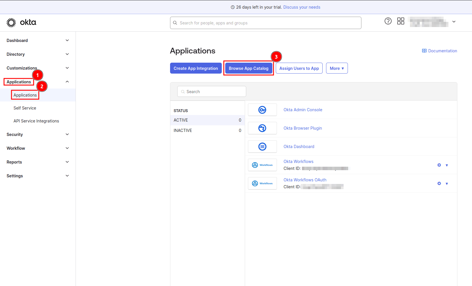 Fig: Okta developer dashboard