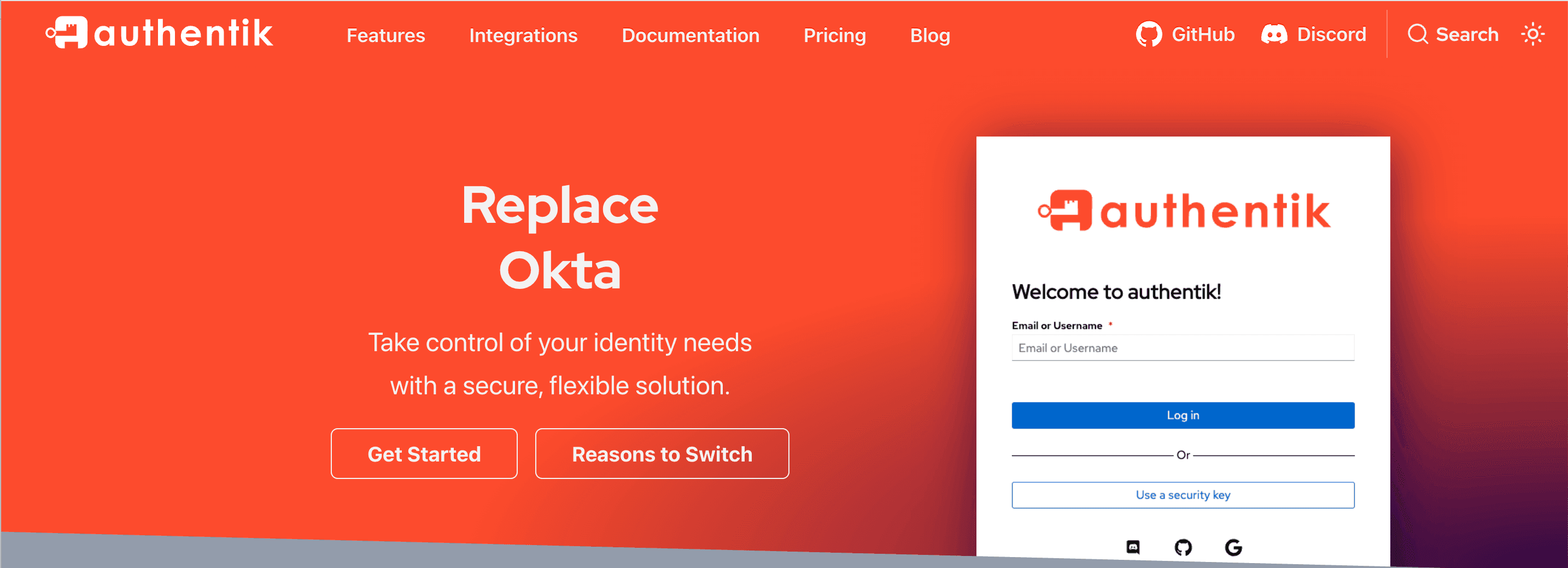 Authentik homepage