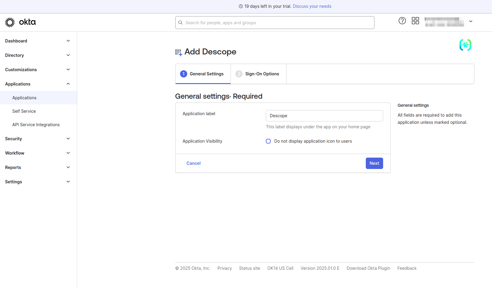 Fig: General settings
