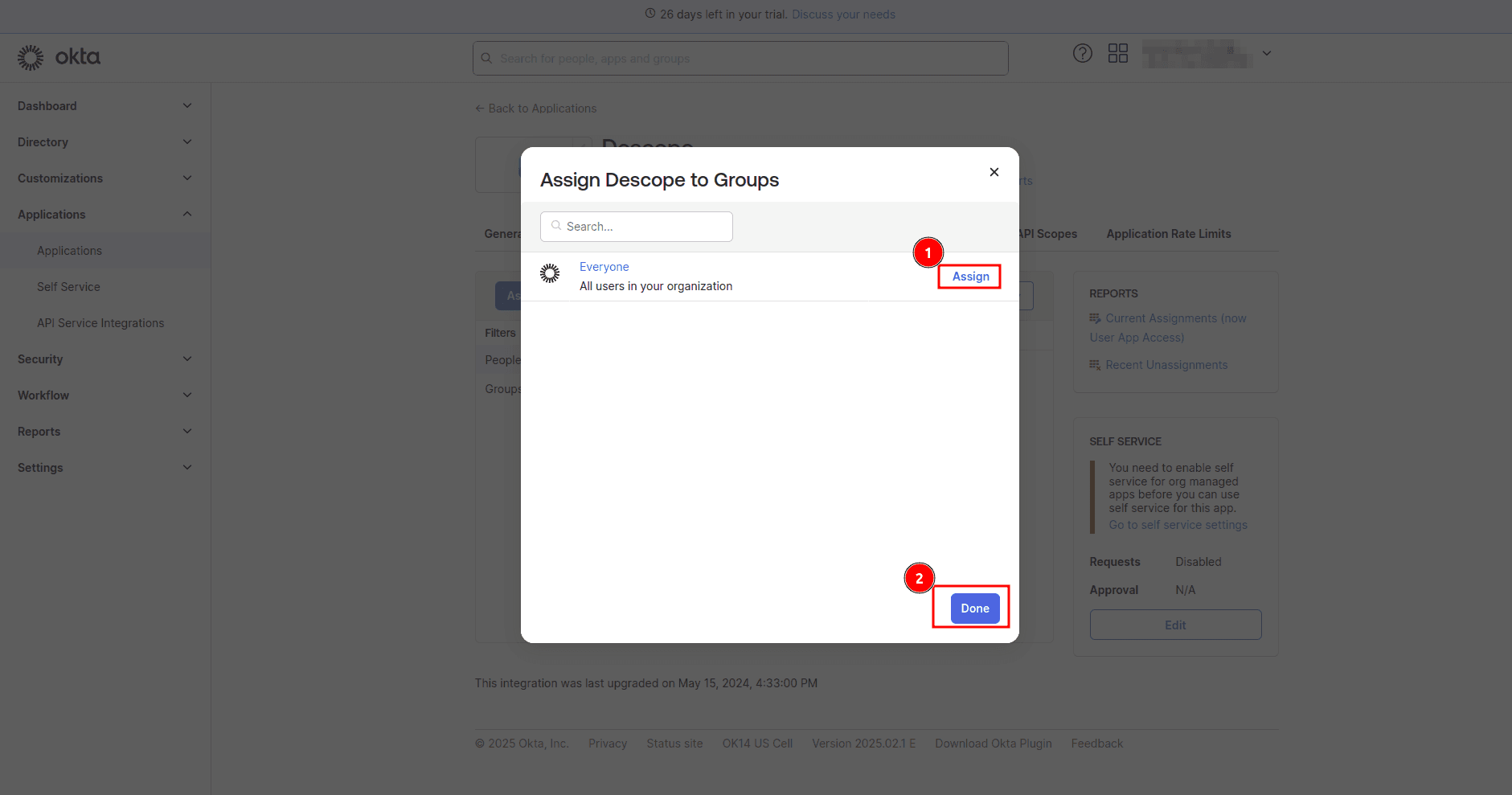 Fig: Assigning the Descope app to everyone