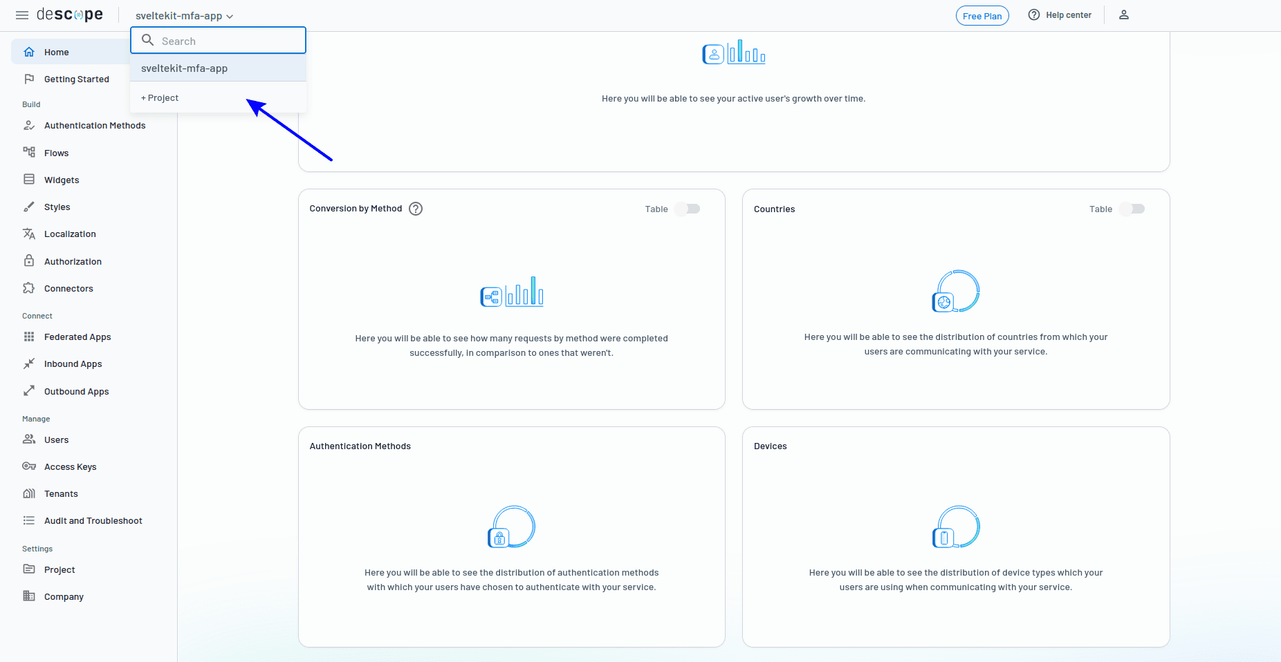 Fig: First step in creating a new Descope project