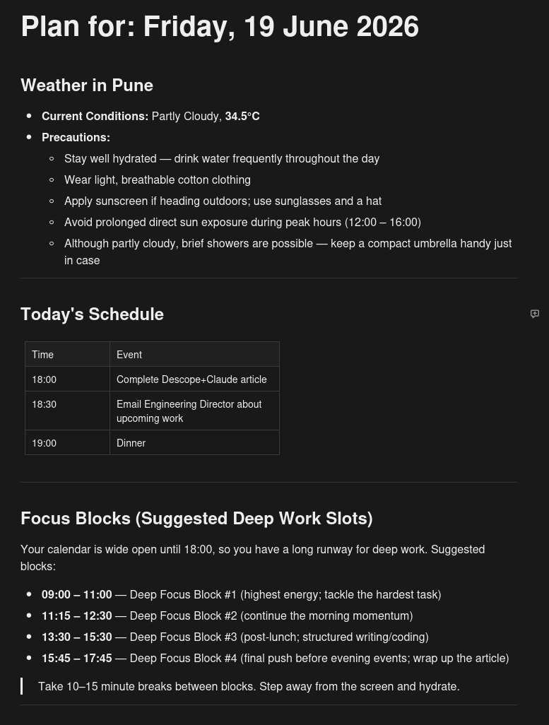 Fig: Notion plan page
