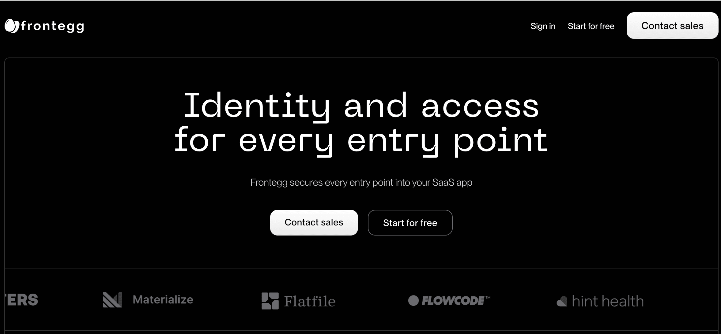 Frontegg homepage