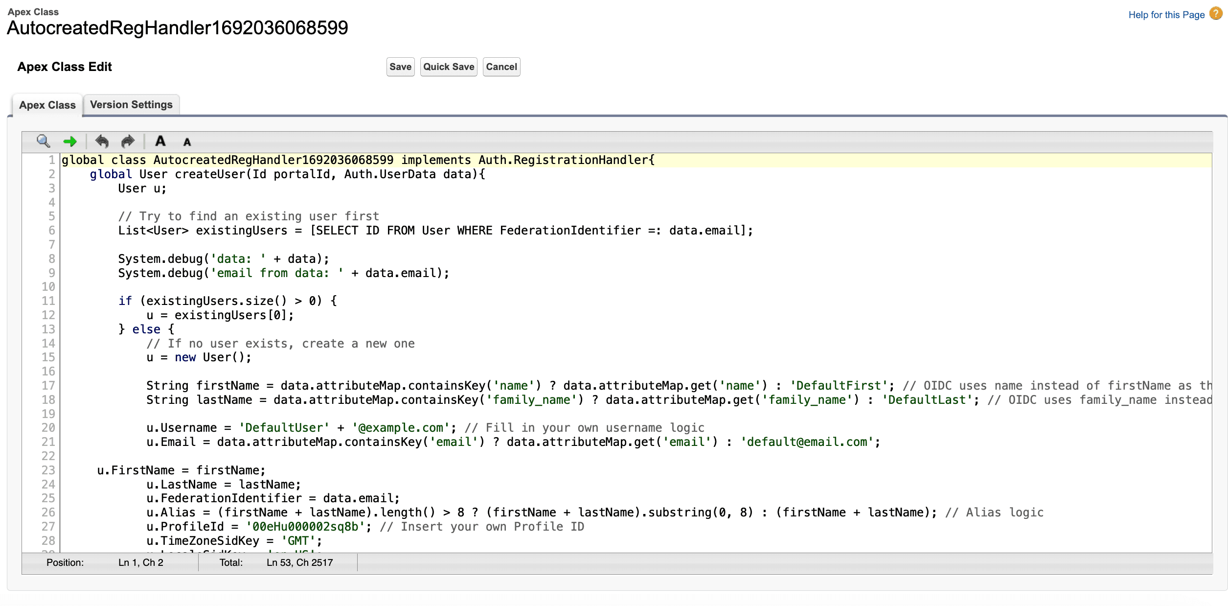 Fig: The registration handler