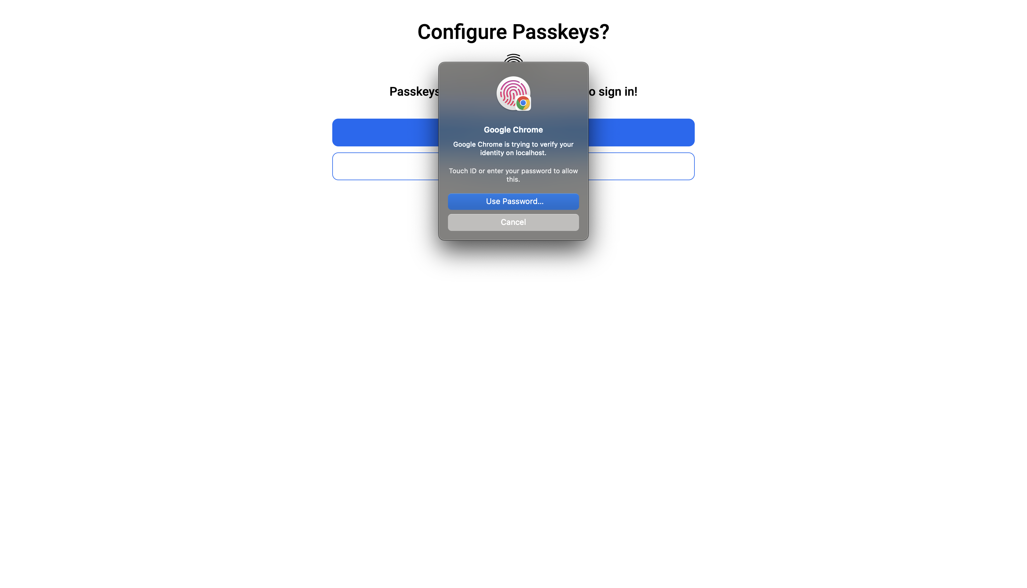 Passkeys tutorial app screen 4