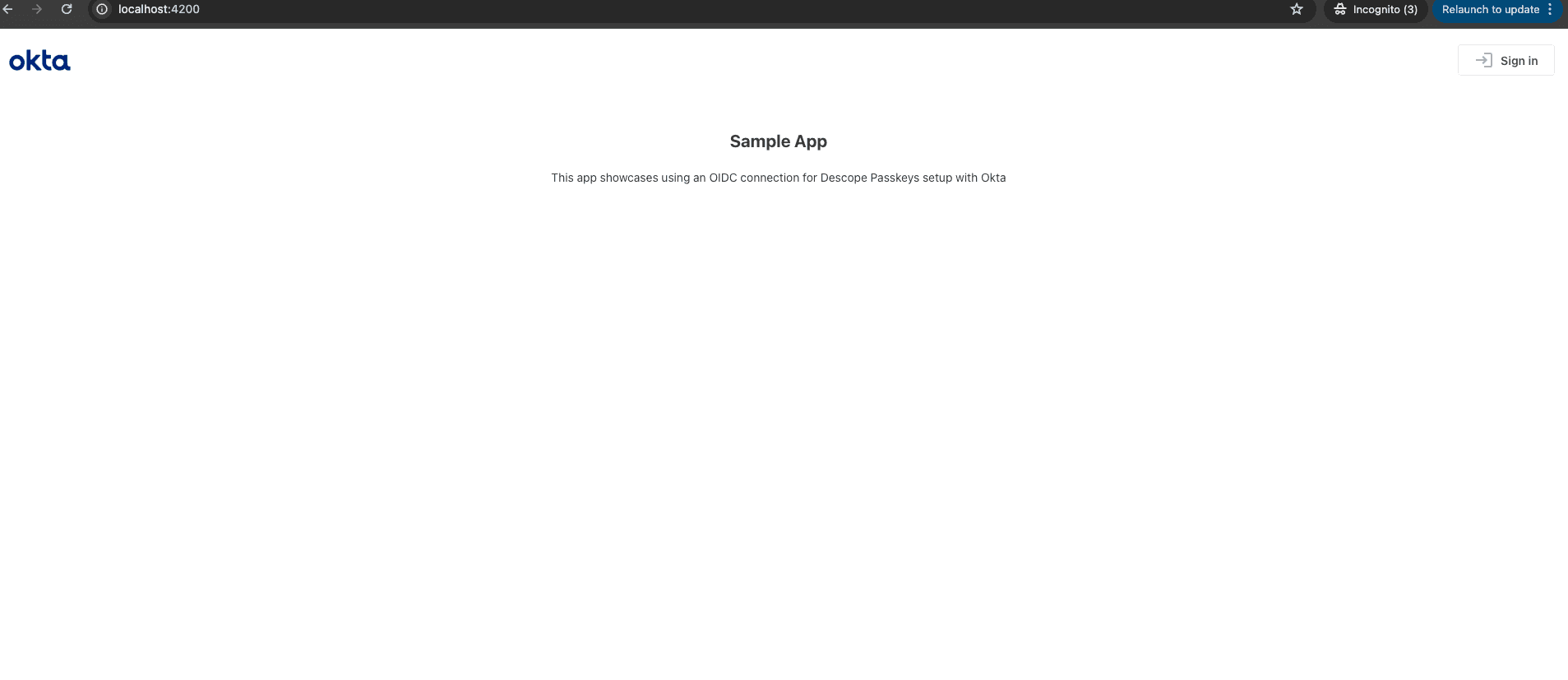 Fig: Signing in on the sample app