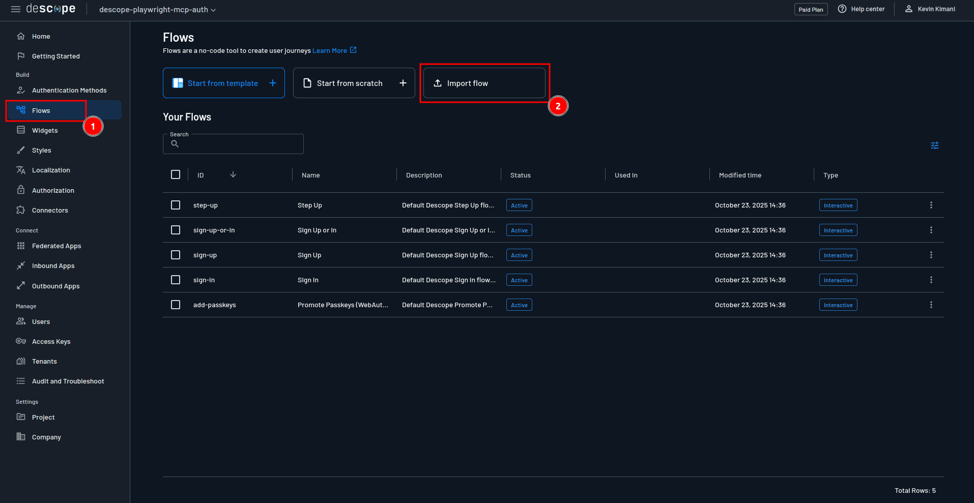 Fig: Importing a flow