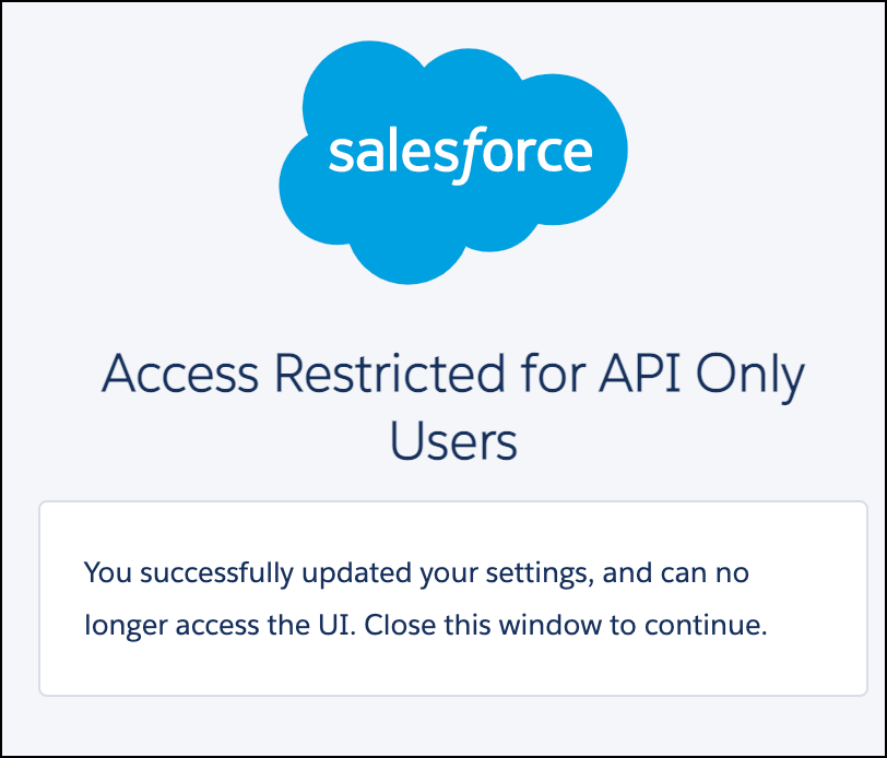 Salesforce API error screenshot