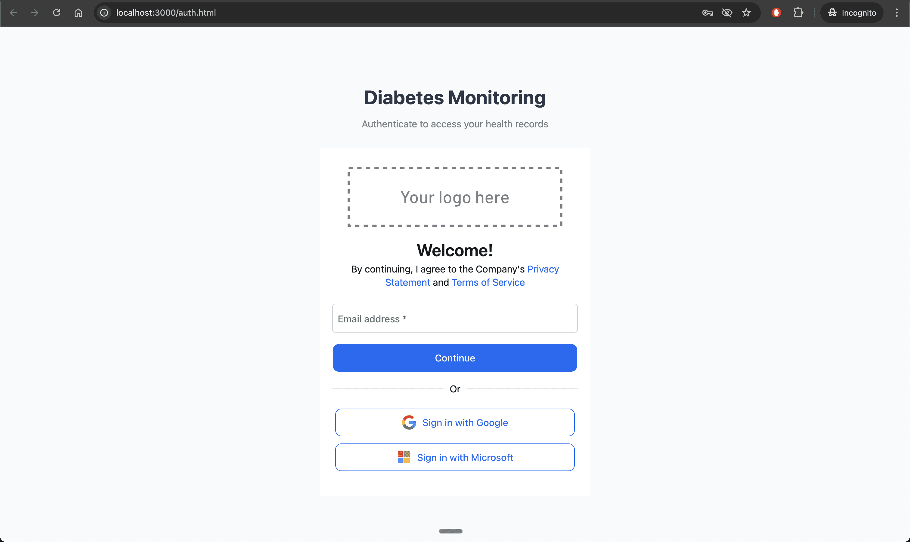 Fig: The login screen